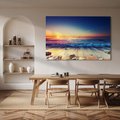 Obraz na płótnie - plaża, morze, zachód słońca