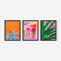 Zestaw obrazy w ramie, plakaty - rośliny, architektura, tropikalne - rama czarna