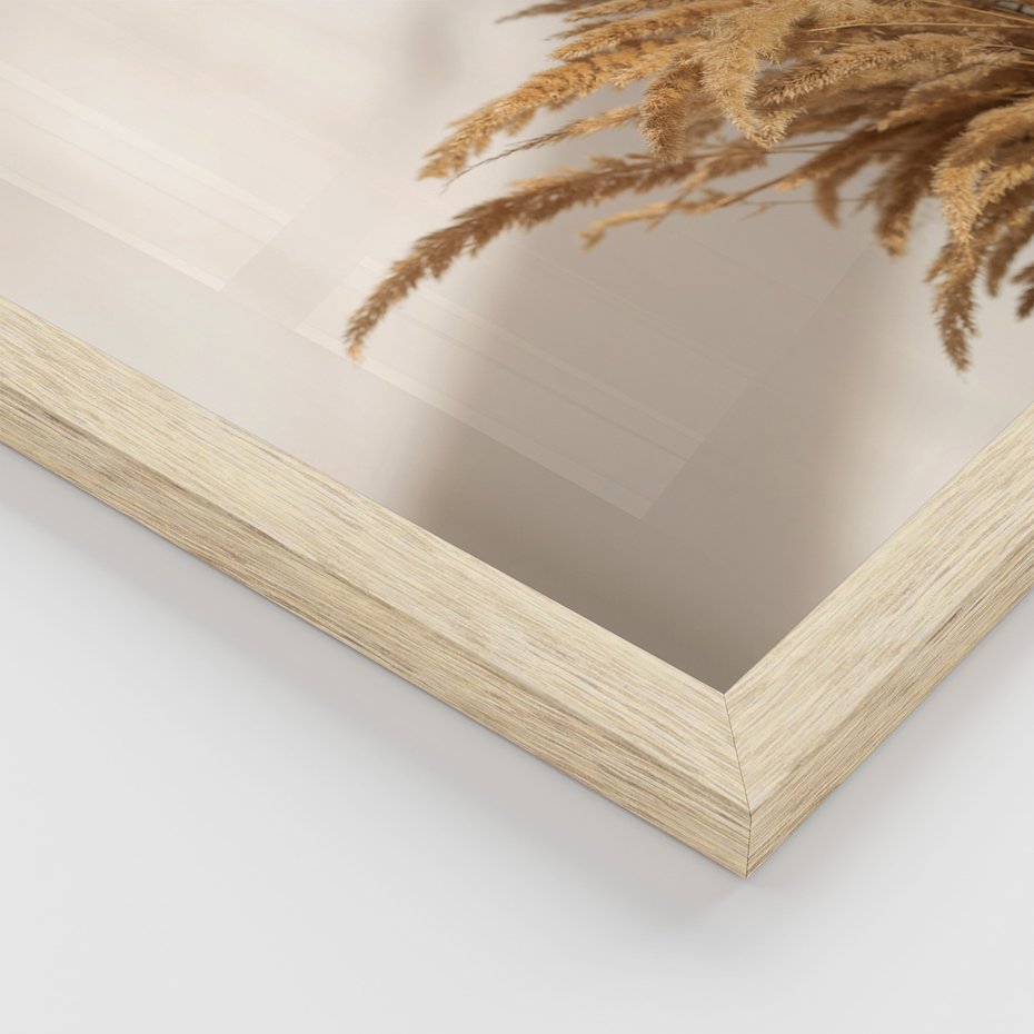 Zestaw obrazy w ramie, plakaty - trawa, dekoracja, pióra - rama drewno