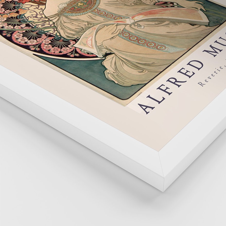 Zestaw obrazy w ramie, plakaty - Mucha, secesja, artystyczne - rama biała