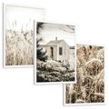 Zestaw obrazy w ramie, plakaty - natura, dom, rośliny - rama biała