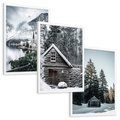 Zestaw obrazy w ramie, plakaty - zima, śnieg, krajobraz - rama biała