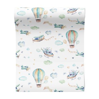Tapeta - dziecięca, samoloty, balony