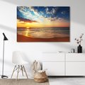 Obraz na płótnie - morze, plaża, zachód słońca