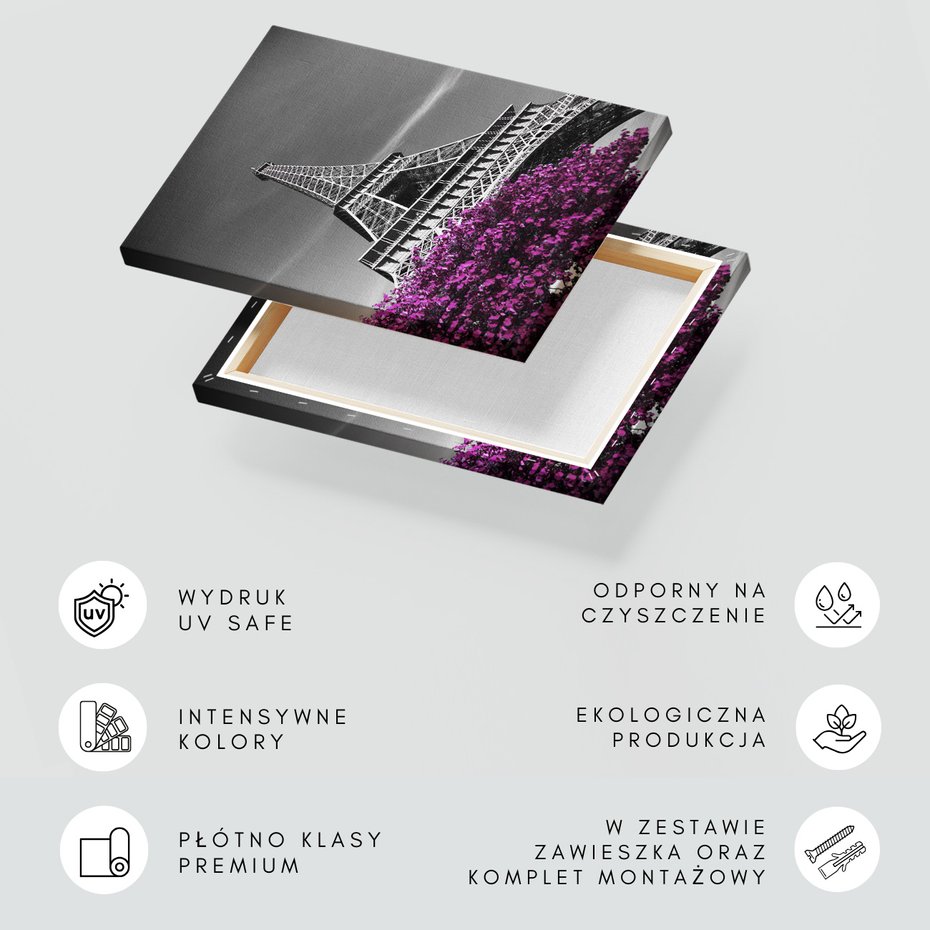 Obraz na płótnie - Wieża Eiffla, Paryż, kwiaty