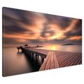 Obraz na płótnie - morze, molo, zachód słońca
