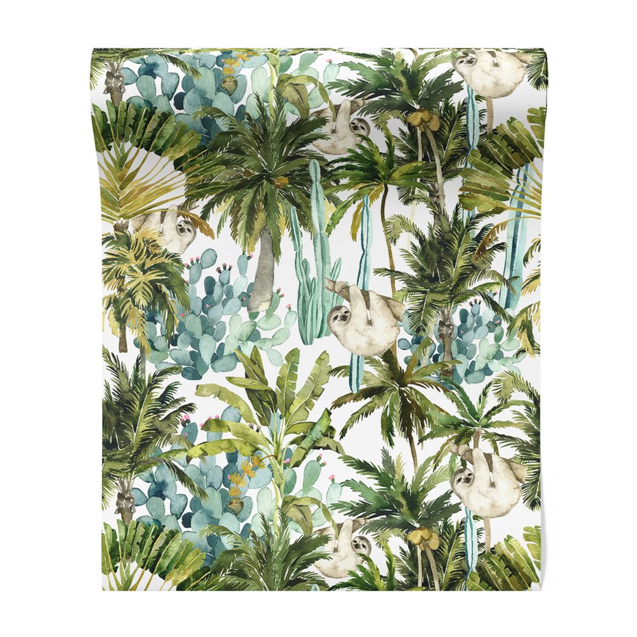 Tapeta - leniwce, palmy, kaktusy