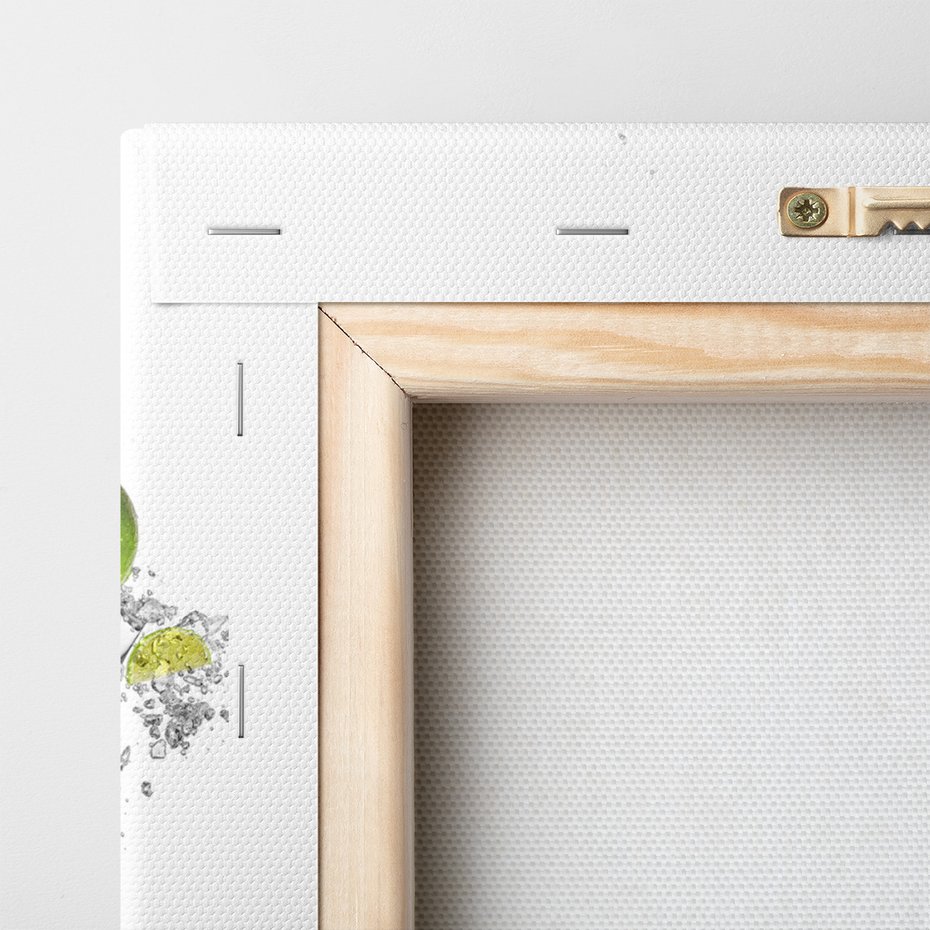 Obraz na płótnie - owoce, limonki, kostki lodu