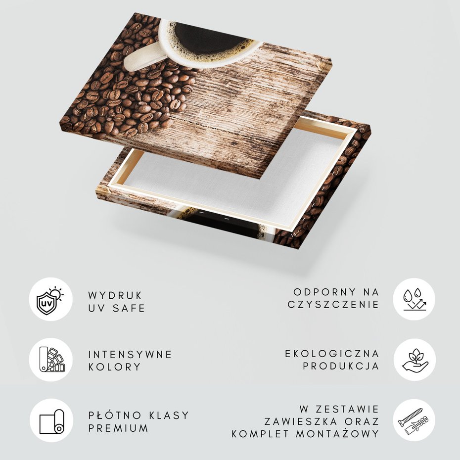 Obraz na płótnie - kawa, ziarna, napój