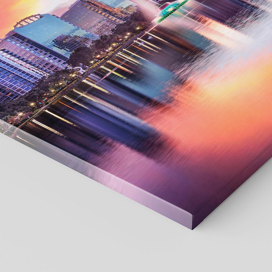 Obraz na płótnie - miasto, jezioro, budynki