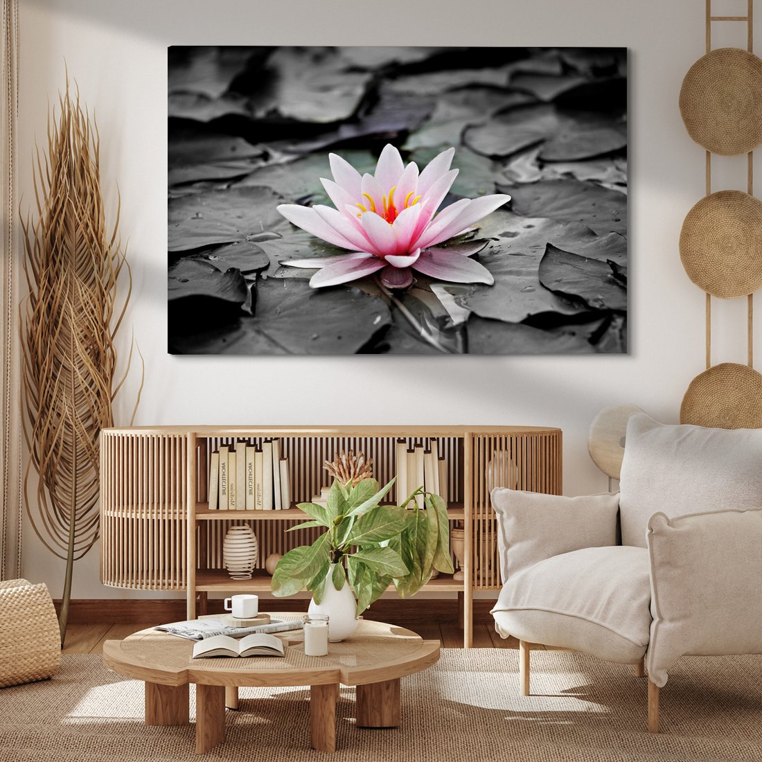Obraz na płótnie - kwiat, lilia wodna, staw