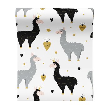 Tapeta - dziecięca, lama, serce, gwiazda