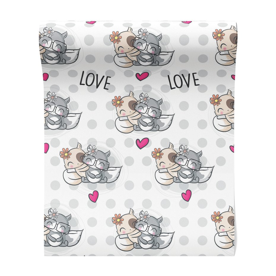 Tapeta - dziecięca, zwierzęta, serca, miłość