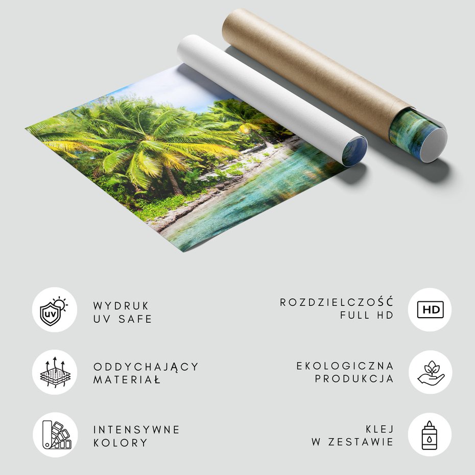 Fototapeta - palmy, woda, góry