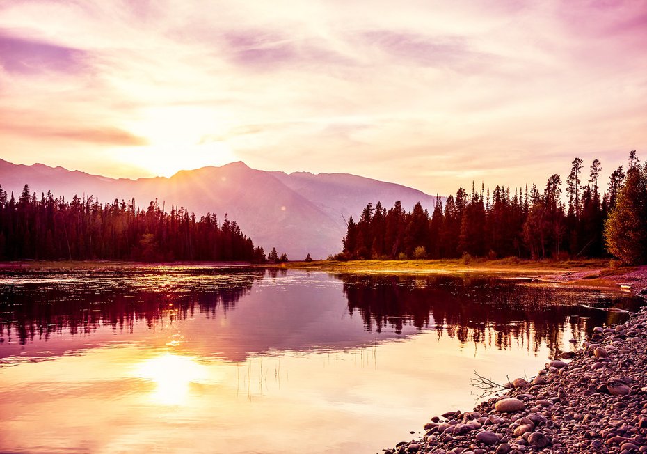 Fototapeta - jezioro, góry, lasy