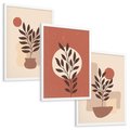 Zestaw obrazy w ramie, plakaty - liście, roślina, abstrakcja - rama biała
