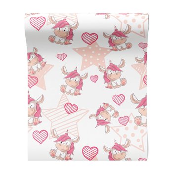 Tapeta - dziecięca, jednorożec, gwiazdy, serca