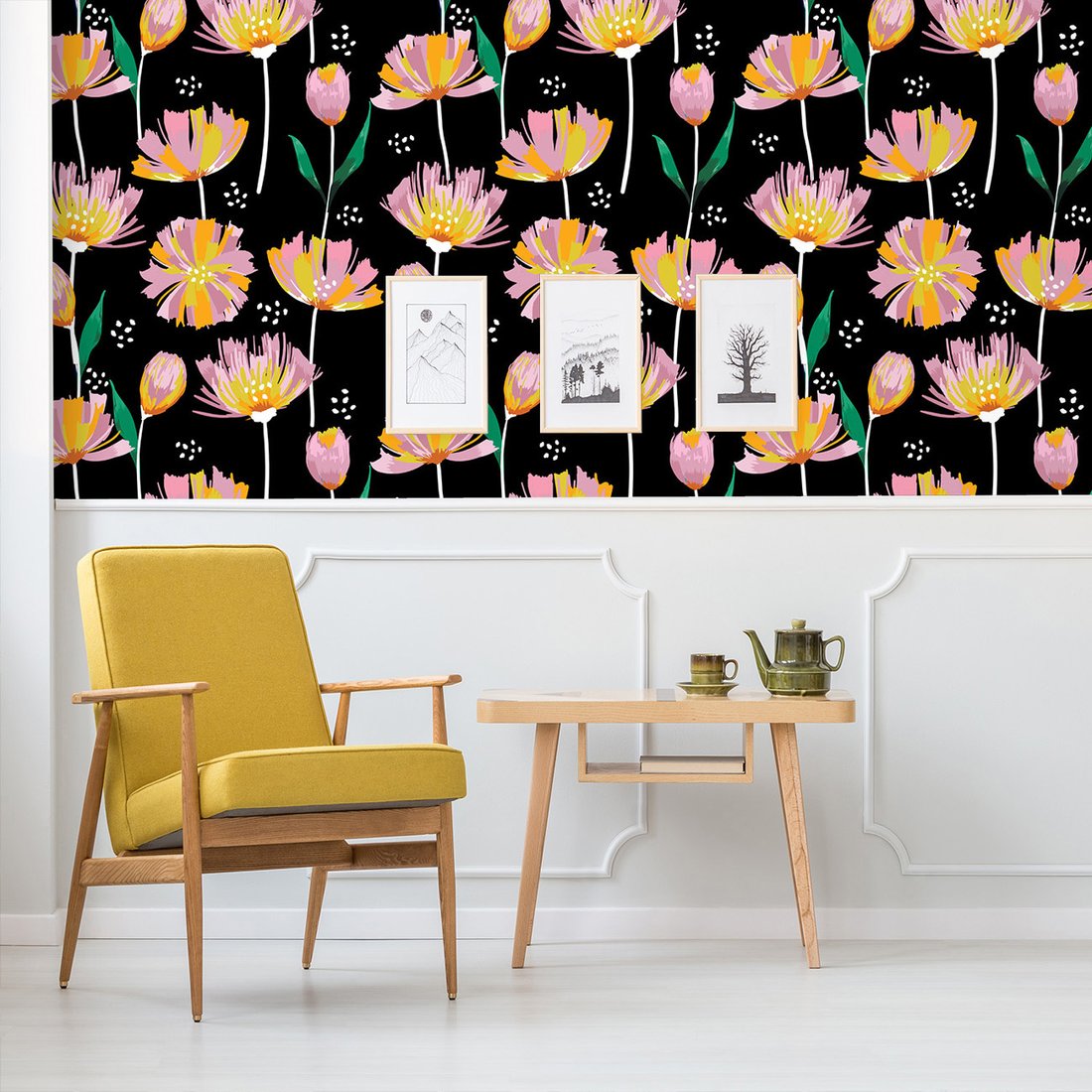 Tapeta - kwiaty, tło, kropki