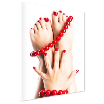 Obraz na płótnie - manicure, pedicure, czerwony
