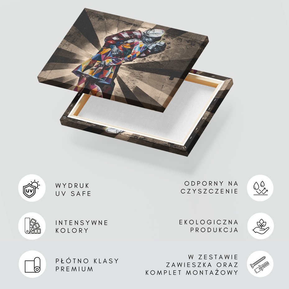 Obraz na płótnie - graffiti, pocałunek, mural