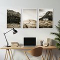 Zestaw obrazy w ramie, plakaty - góry, domy, krajobraz - rama biała