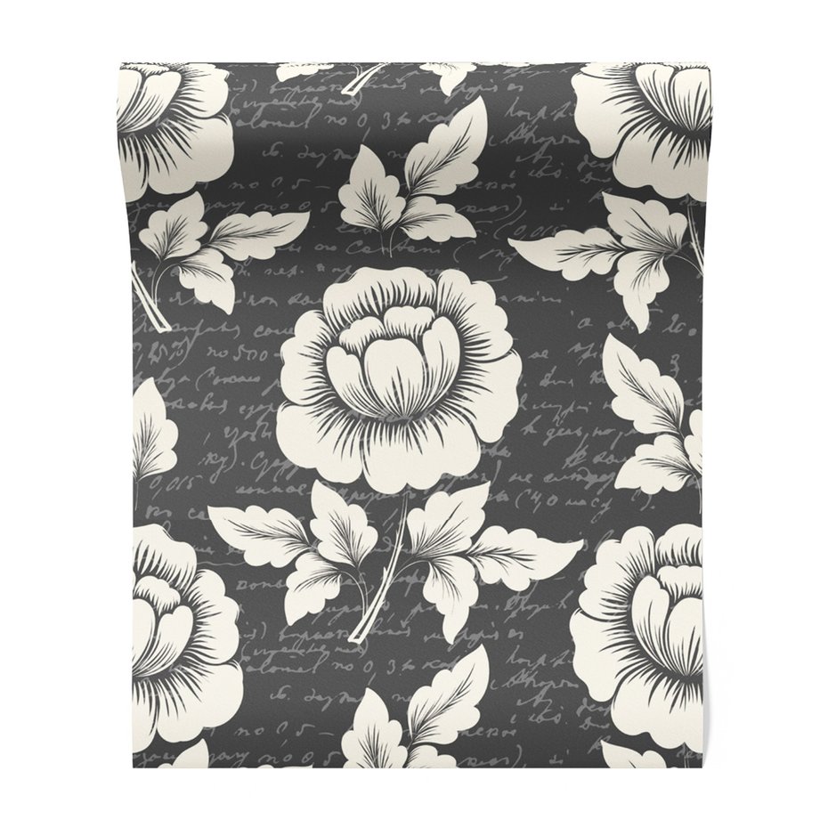 Tapeta - kwiaty, ornamenty, pismo