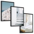 Zestaw obrazy w ramie, plakaty - budynki,schody,łóżko - rama czarna