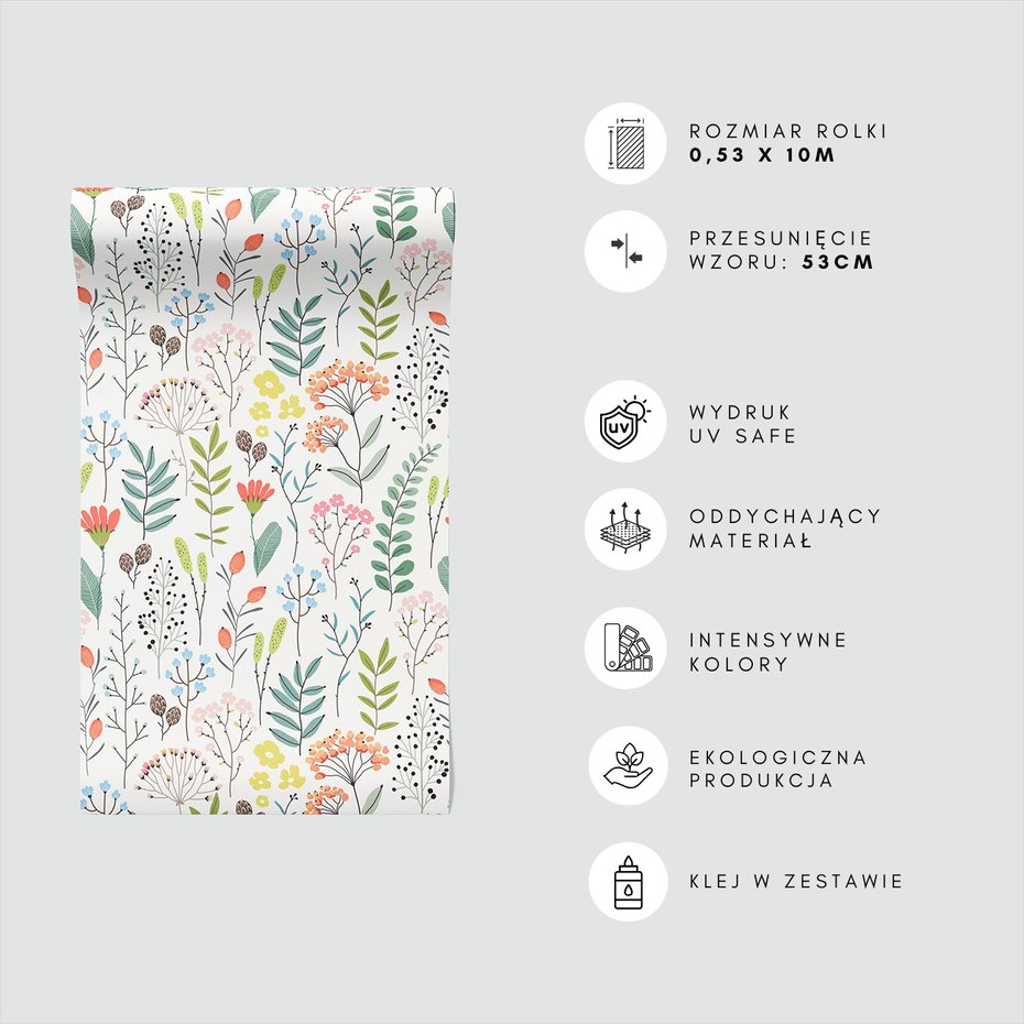 Tapeta - kwiaty, liście, gałązki