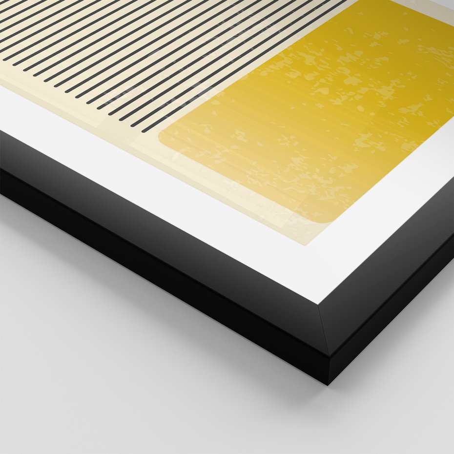 Zestaw obrazy w ramie, plakaty - linie, geometryczny, abstrakcja - rama czarna