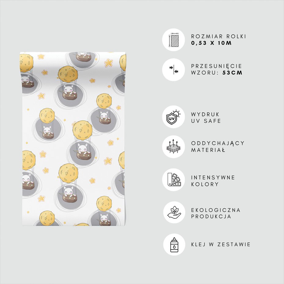 Tapeta - dziecięca, królik, księżyc, gwiazdy