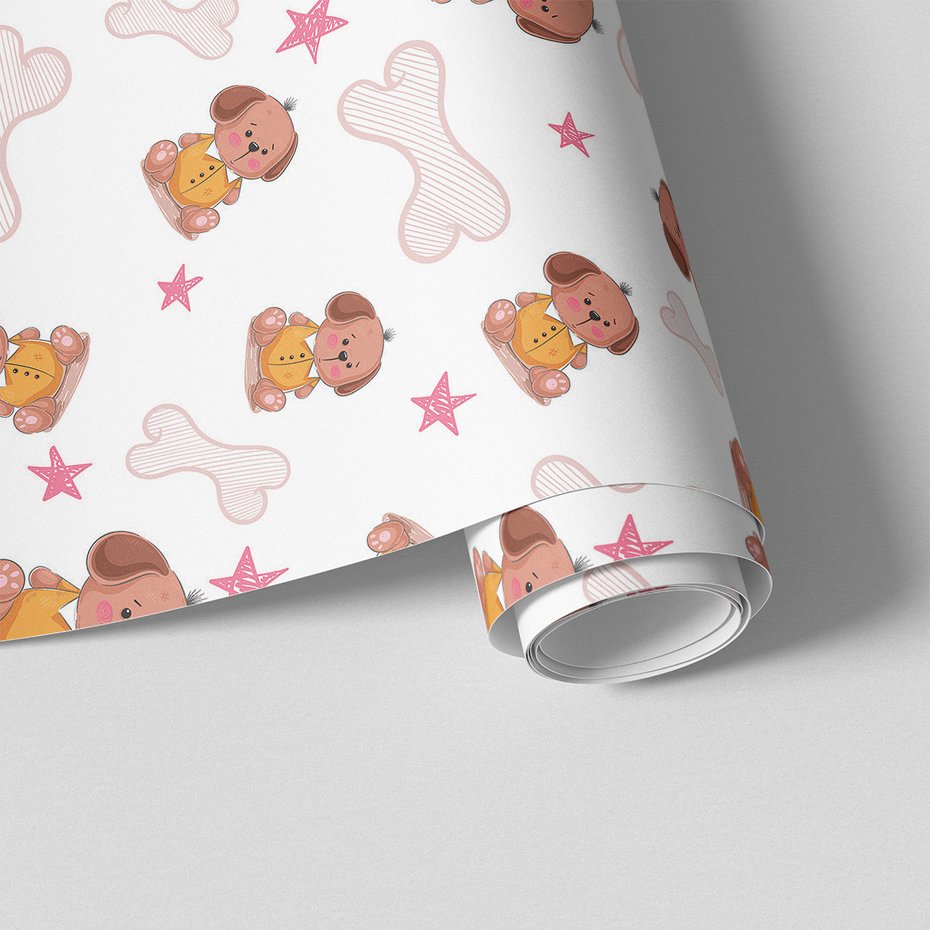 Tapeta - dziecięca, pies, kość, gwiazda