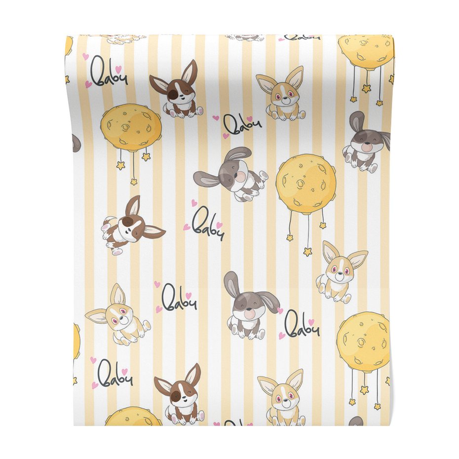 Tapeta - dziecięca, królik, księżyc, serce