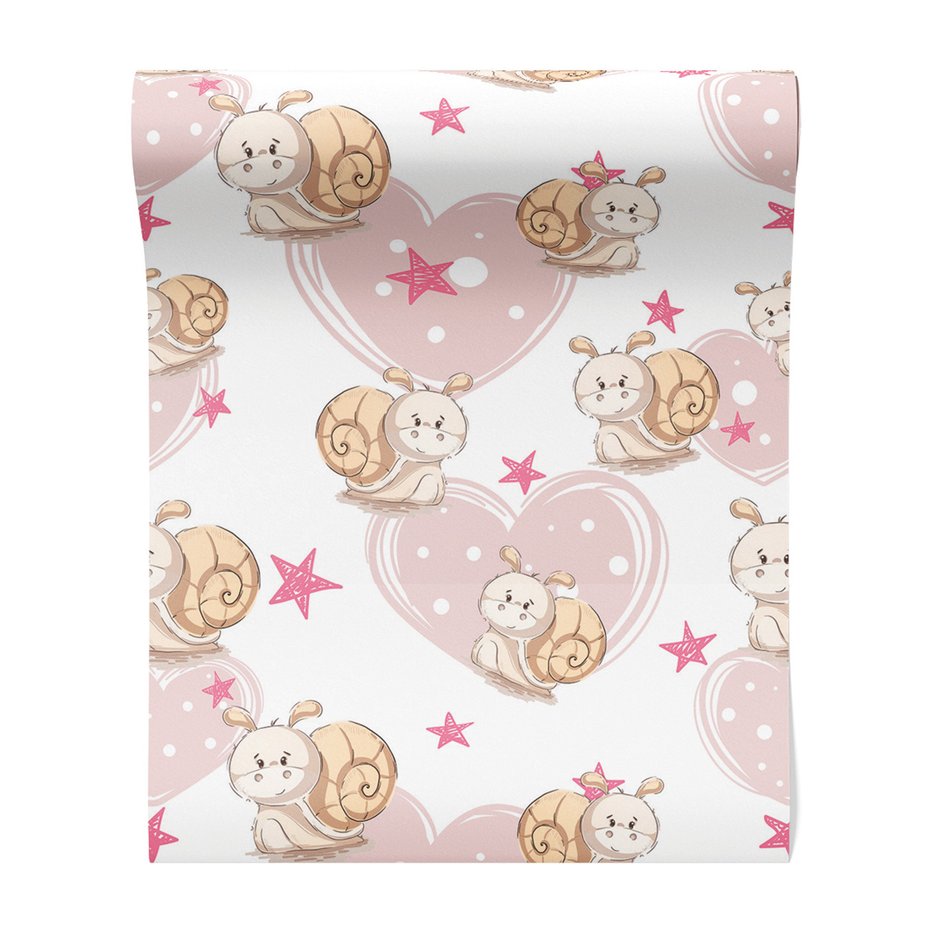 Tapeta - dziecięca, ślimak, serce, gwiazda