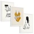 Zestaw obrazy w ramie, plakaty - kobieta, bielizna, ciało - rama biała