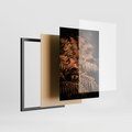 Zestaw obrazy w ramie, plakaty - jesień, liście, brązowy - rama czarna