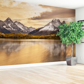 Fototapeta - góry, jezioro, śnieg