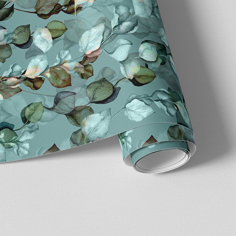 Tapeta - liście, gałązki, akwarela