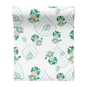 Tapeta - dziecięca, dinozaury, liście, tło