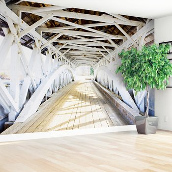 Fototapeta - most kryty, drewno, konstrukcja