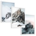 Zestaw obrazy w ramie, plakaty - góry, śnieg, zima - rama biała