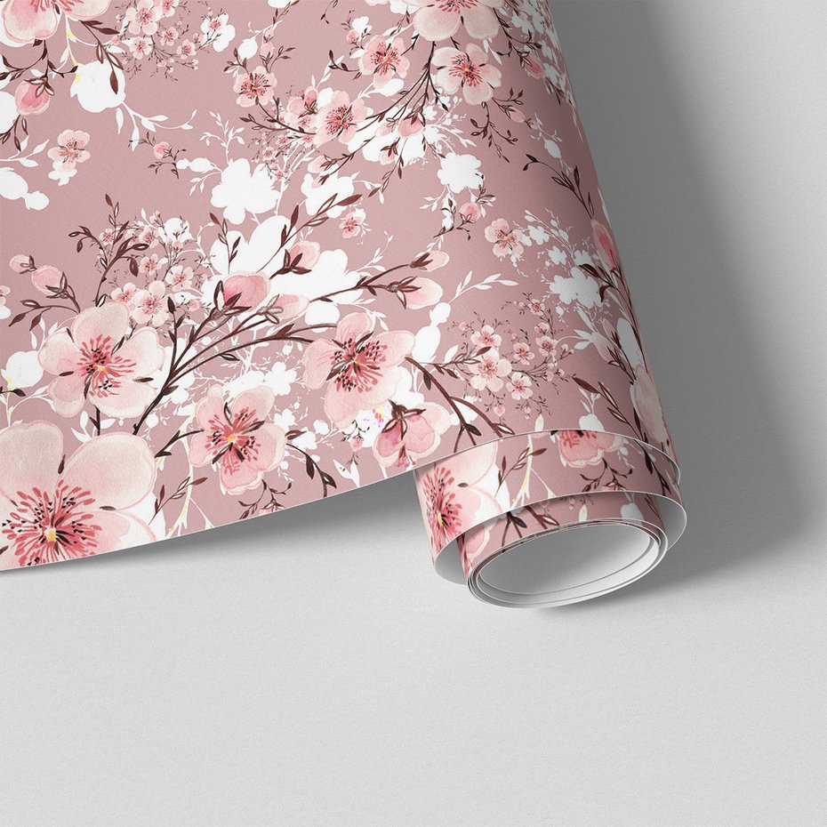 Tapeta - kwiaty, liście, wzór