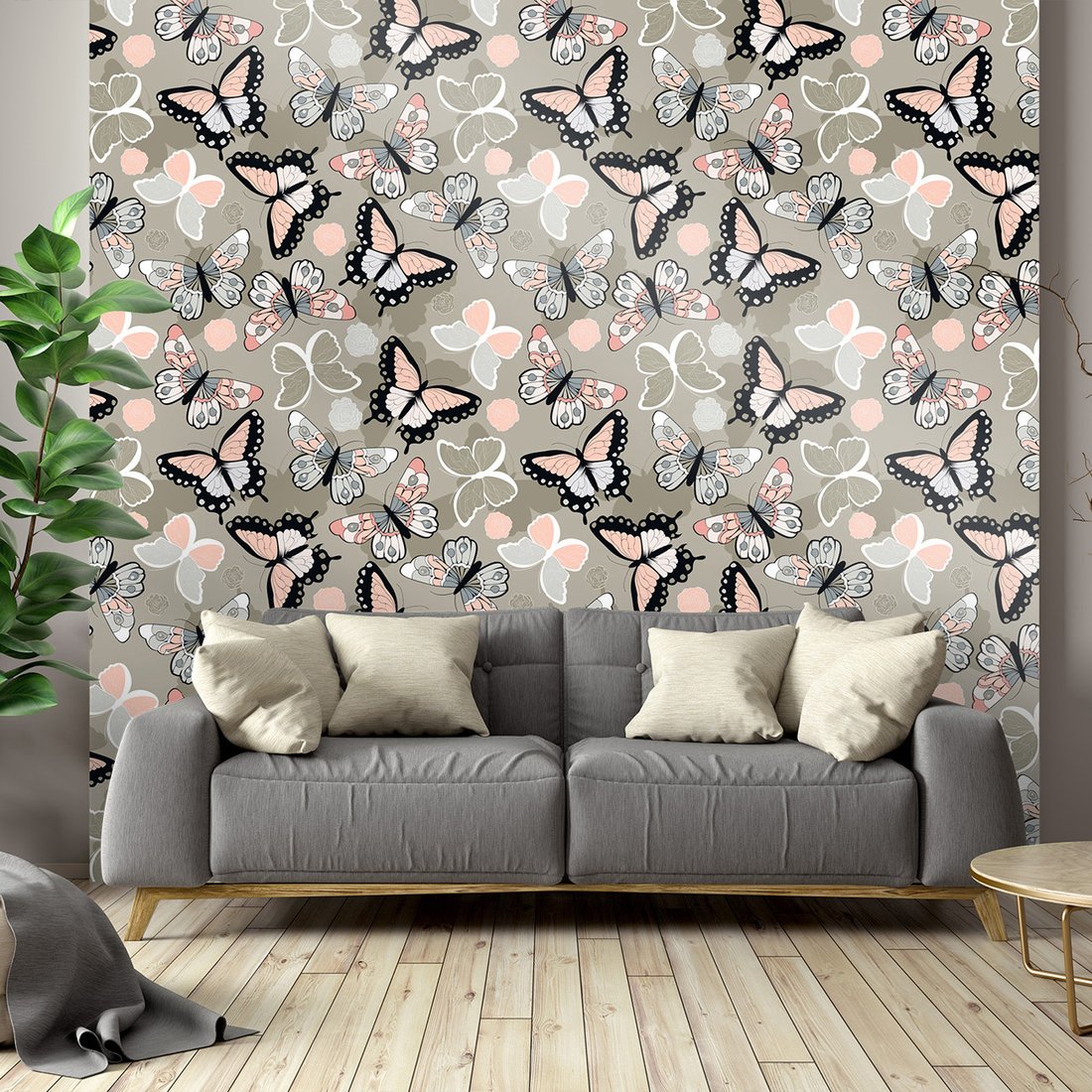 Tapeta - motyle, róże, tło