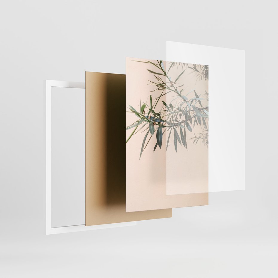 Zestaw obrazy w ramie, plakaty - liście, budynek, okno - rama biała