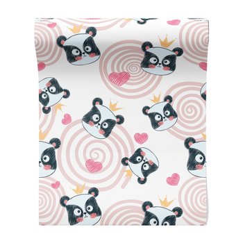 Tapeta - dziecięca, panda, korona, serce