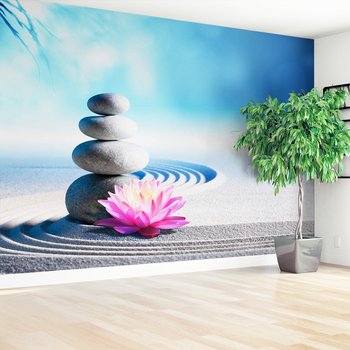 Fototapeta - kamienie, kwiat, zen