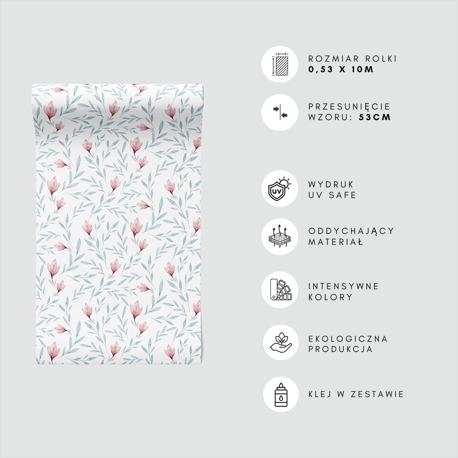Tapeta - kwiaty, liście, wzór