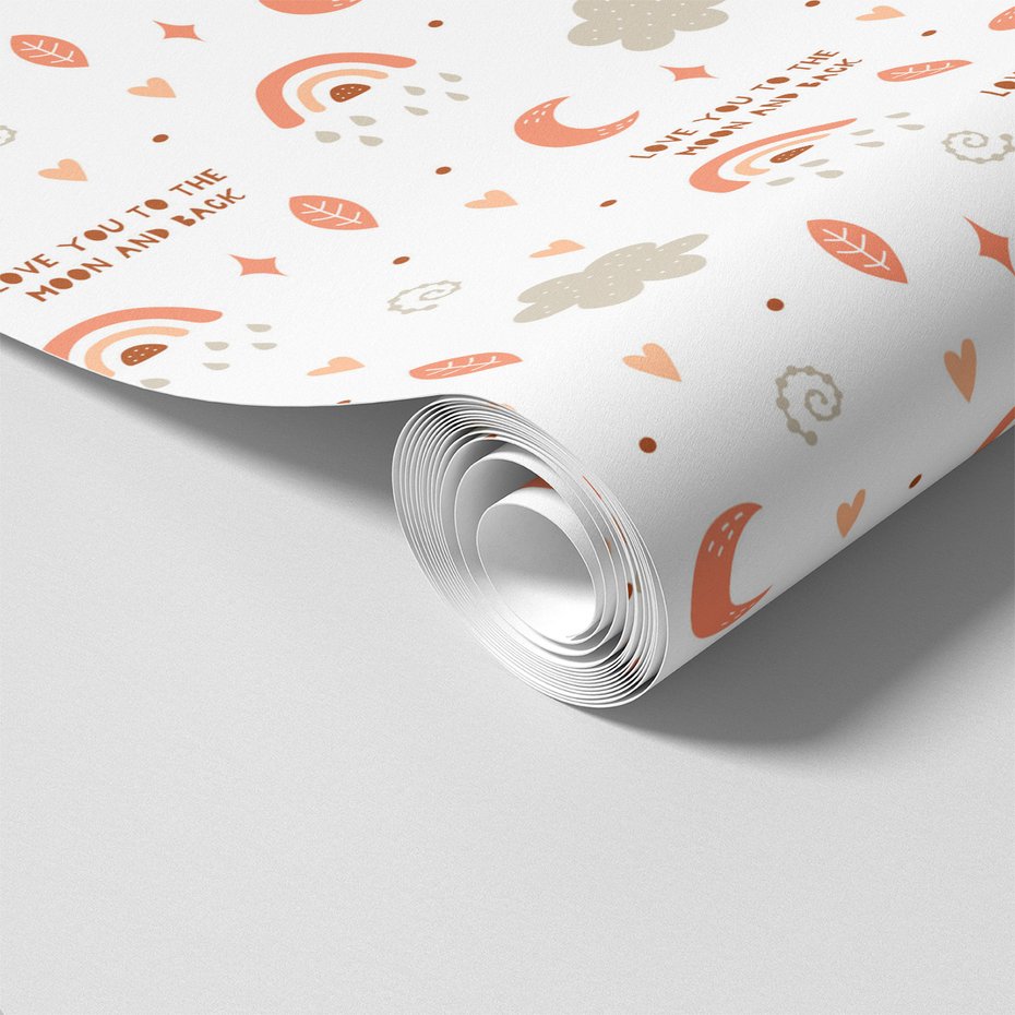 Tapeta - dziecięca, księżyc, tęcza