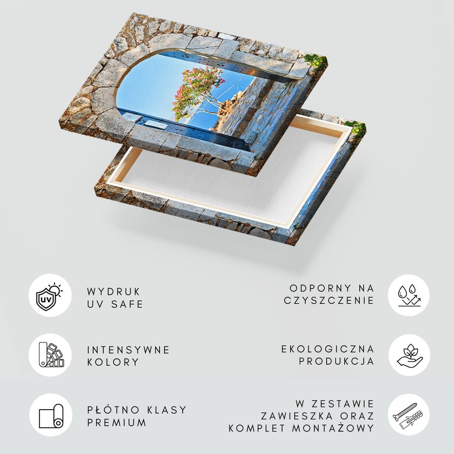 Obraz na płótnie - morze, kwiaty, błękitne niebo