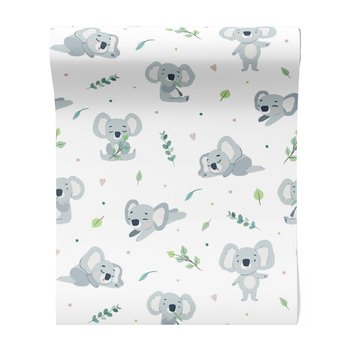 Tapeta - dziecięca, koala, liście, serca