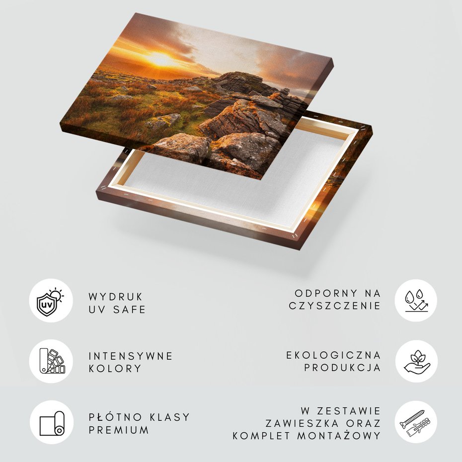 Obraz na płótnie - góry, skały, zachód słońca